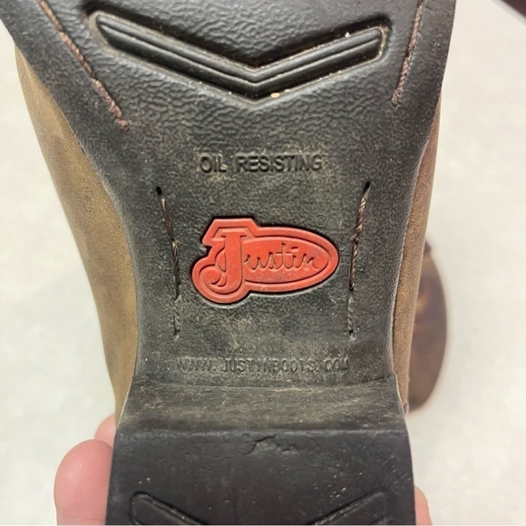 JUSTIN MEN'S STAMPEDE WESTERN APACHE WESTERN BOOTS men’s size 9.5D - Picture 6 of 10